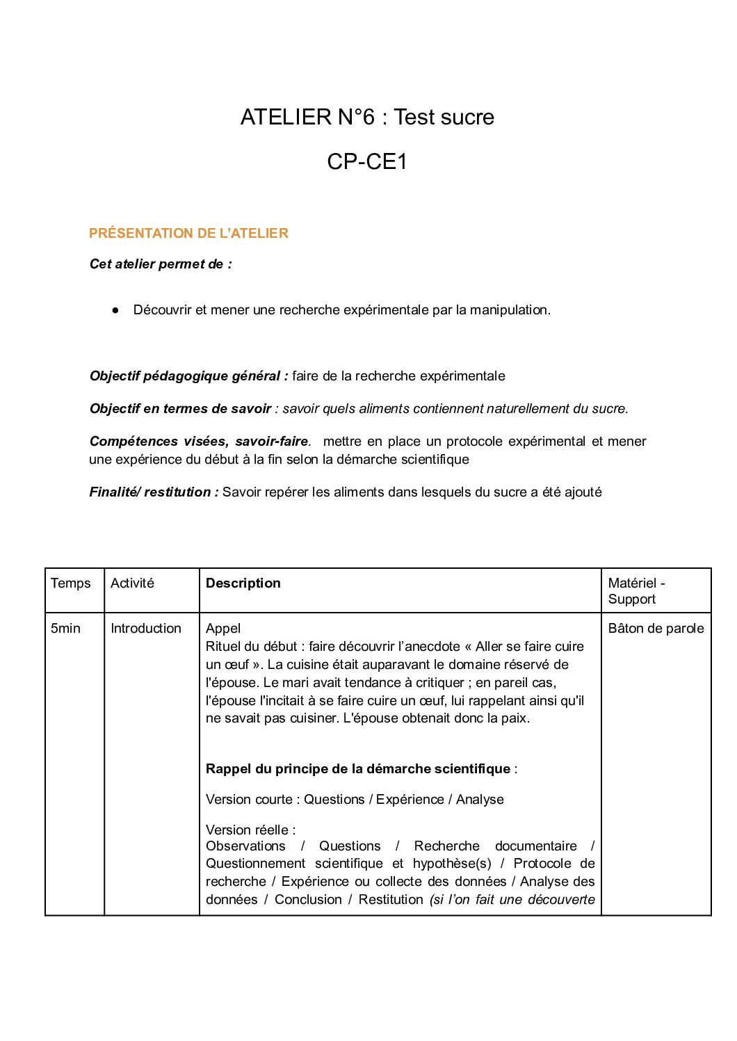 Ressource N°6 : « Test sucre »?>